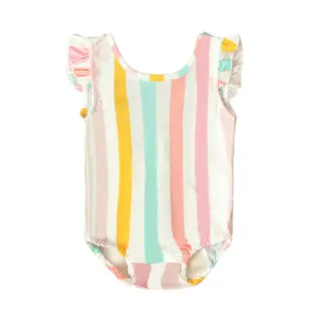 Beba Baby Girls djeca bez rukava prugasta kupaći kostim za kupanje jednodijelni kupaći kostim dijete naslon plaža odjeća 12M-5Y