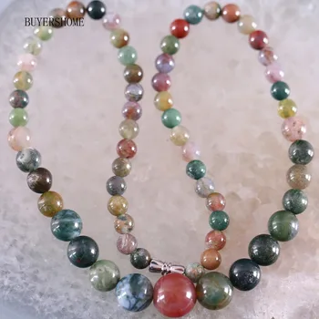 Novi bez oznake prirodni kamen Indija Oniks okrugle perle ogrlica 18