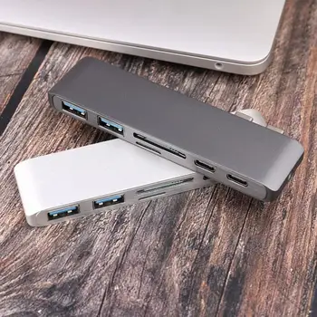USB C na USB 3.0 adapter za Thunderbolt 3 HUB+TF SD slot Type-C Data Port HDMI-kompatibilnu hub za Macbook Pro / Air 13 15 2020