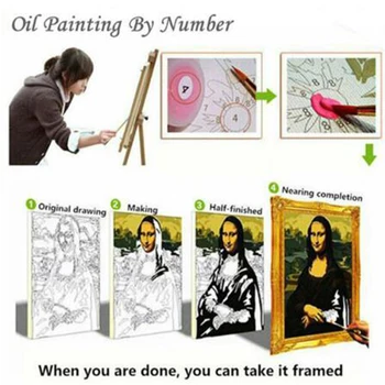 Maslačna slikanje po brojevima Rainbow jelen životinje 40x50CMKits Pictures Drawing Canvas HandPainted DIY Home Decoration Poklon