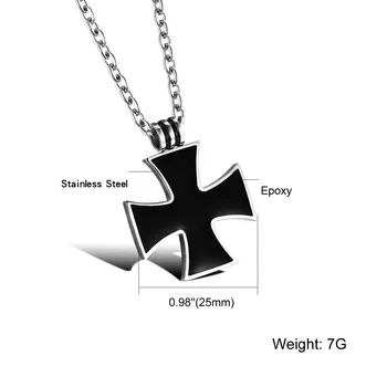 Crni križ privjesak ogrlica za muškarce od nehrđajućeg čelika vitezovi templari željeza duge ogrlice lanca muški nakit