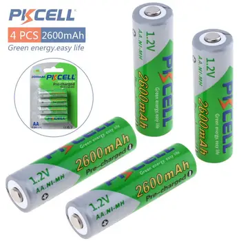 Pkcell 4pcs 1.2 V AA R6 Ni-Mh baterija 2600mAh LSD baterije velikog kapaciteta pre napunjene baterije komplet sa ciklusom 1200