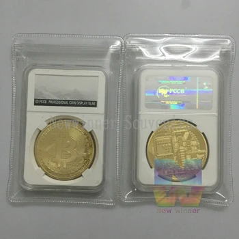 1pcs 999 позолоченная novčić Bitcoin BTC suvenir poklon metalni okrugli kovanice s kućišta brtve PCCB Besplatna dostava