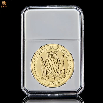 10000 Kwacha Africa Zambia Wild Protected Animal Elephant Gold Plated Token Collection Coin W/PCCB Display Box