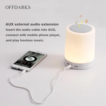 OFFDARKS Smart Bluetooth Speaker LED Night Light Touch Control USB punjenje prijenosni dječji spavaća soba RGB Dimmable noćni lampe