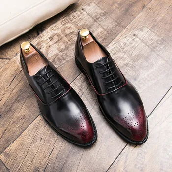 Talijanski dizajner gruba cipela cipele poslovne haljina od prave kože čipke muškarci večernja haljina oxfords stranka ured Vjenčanje college cipele 4