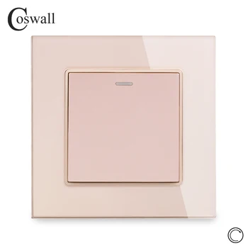Coswall Crystal Glass Panel 1 Gang 1 Way Reset Switch puls prekidač instant kontaktni prekidač tipku zidni prekidač svjetla 16A