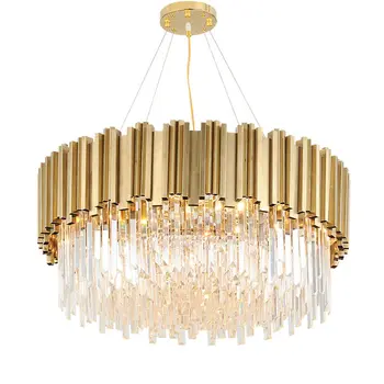 Luksuzni Crystal led lampe lusteri za kućnu hotelske dvorane lančani sjaj moderne zlatni luster viseći stropni lampa