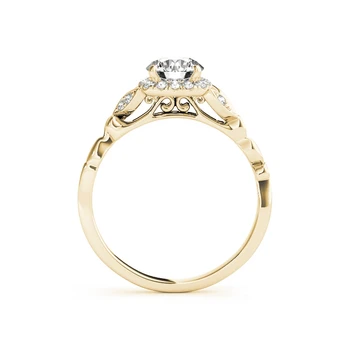 ANZIW luksuzni 925 sterling srebra žutog zlata boja okrugli rez 0.5 ct vjenčano prstenje žene Halo srebro vjenčanje prstenovi stranke nakit