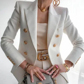 GOOHOJIO Button Ladies Blazer Woman Work Suit ženska jakna ured Lady formalne ženske blazers i jakne ženski blazer Femme