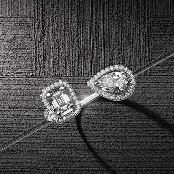 UILZ Fashion CZ Stone prsten za žene četiri kvadrata oblika kubni cirkonij otvoreni prsten Micro Stone kamenim nakit UR2010