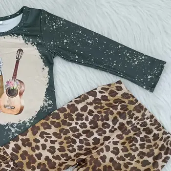 2020 Dječji Sok Gitara Tiskanje Majica Leopard Bells Hlače Odjeća Dječja Odjeća Jesen Zima Ruho Djevojke Dugih Rukava Odjeća Setovi