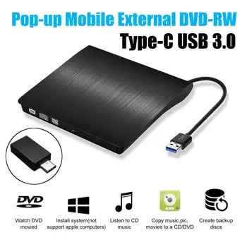Vanjski DVD RW CD Writer Drive USB 3.0 Type-C optički pogoni Slim Combo Drive Burner Reader Player za prijenosna RAČUNALA