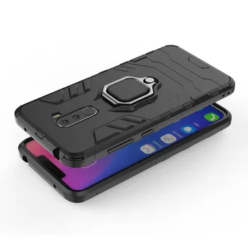 Xiaomi Pocophone F1 Case Противоударная Oklop Torbica Za Telefon Xiaomi Poco F1 Sa Metalnim Prstenom Za Ruke Kickstand Protection Cover 6.18