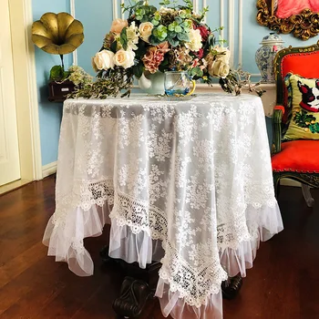 Luksuzna pastoralna cvjetne čipke stolnjak američki stil kava okrugli stolnjak vjenčanje ukrasni poklopac stolnjak stol poklopac