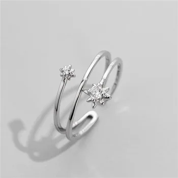 Sodrov S925 srebra koreanska verzija шестиконечной zvijezde двухслойное ženski prsten dijamant prilagođeno podesiv prsten