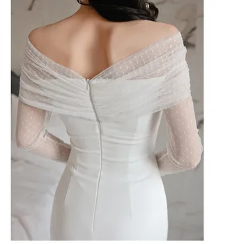 Nova ženska elegantna bijela čipke Udarac vrat Bodycon formalne haljina stranke noćni klub Zima Proljeće