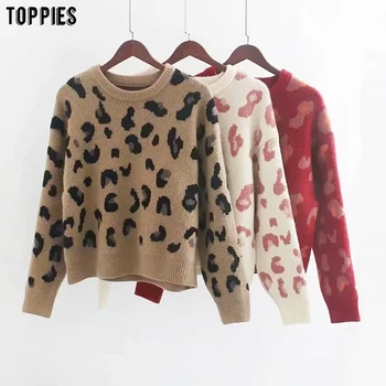 Toppies zimski džemper deblji tople pletene majice Ženske леопардовые pulover korejski moda žene Dres