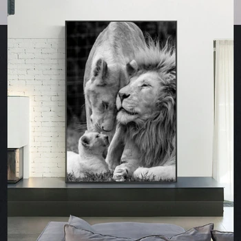 Životinje Lav u mraku platnu umjetnost plakata i grafika zid umjetnost ukrasne slike Afrički lav platnu Slikarstvo Kućni Dekor