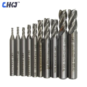 CHKJ 10 kom. / lot HSS 2-10 mm Poprečni rezač CNC izravan koljenica 4 flauta Mlin metalni rezač CNC alati za bušenje Besplatna dostava