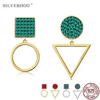 SILVERHOO srebra 925 moda naušnice geometrijski dugmad za žene 3 stilovi kreativan Božićni poklon preporučujemo novi dolazak