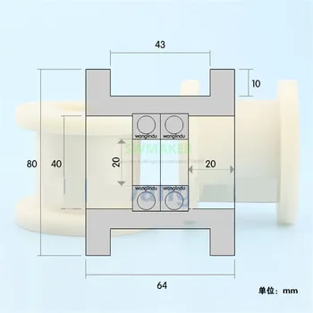 Utor kvadrata H 20*80*64mm kvadratnom, remenica radilice najlona double, double stroj инжекционного metoda lijevanja BOLE / valjak vrata sigurnost