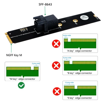 SFF-8643 Mini-SAS HD 36-Pin to M. 2 Key M Adapter Card for U. 2 NVMe PCIe-NVMe SSD Support 750 2.5-Inch