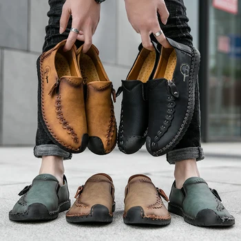 2020 nove muškarci natikače mekana kožna obuća muška Casual cipele udobne cipele za hodanje natikače Muške cipele zapatos de hombre 48