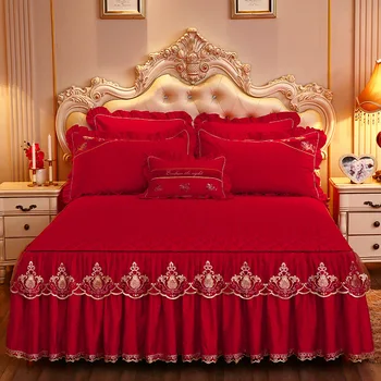 Cvjetne čipke krevetu kit doma madrac Queen/King Size veo pamuk toplo jastuk krevet suknja 1/3 kom plahte i jastučnice