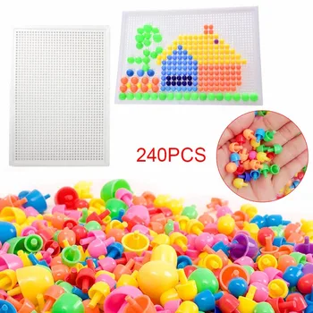240pcs/Set Mosaic Picture 3D Puzzles Igračke Children Composite Puzzle Mushroom Nail Kit Educational Kids Toy Poklon YH-17