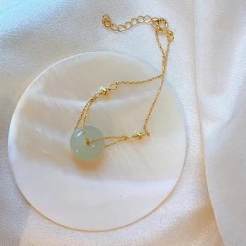 Ruifan prirodni Hetian Jade Gold Color 925 sterling srebro vjenčanje nakit setovi ženske ogrlicu / naušnica / narukvica Yjs043
