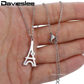 Davieslee Eiffelov toranj privjesak ogrlice za žene zlato srebro boja nehrđajućeg čelika Роло karika lanca donje ogrlica LKNM149