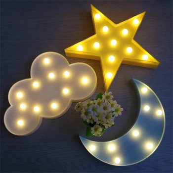 LED 3D Night Light Kids Poklon Toy For Baby Children Bedroom Tolilet Lamp Decoration Indoor Lighting Lovely Cloud Star Moon