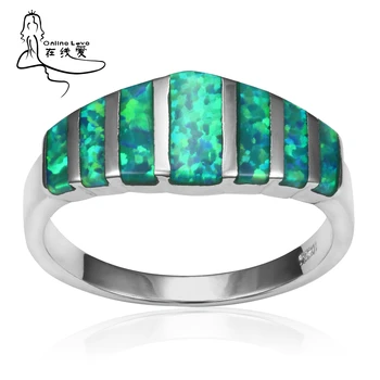 Prekrasna zelena vatreni opal Gem Silver prsten za žene zaručnički prsten na prst Božićni poklon za amatere ' Veleprodaja nakita