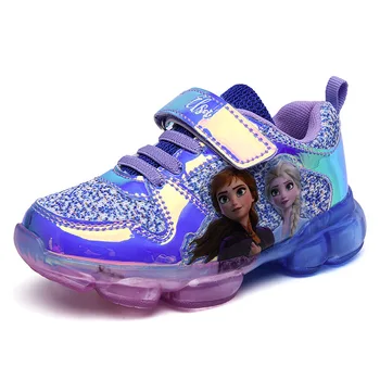 Disney djevojke crtani smrznuto soft dno sportski casual cipele Moda djevojke tenisice s led rasvjetom cipele