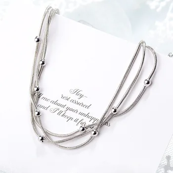 Visoka kvaliteta 3 sloja 925 sterling srebra zmija krug perle narukvica odgovara Europska narukvica-čuvar za žene nakit pribor