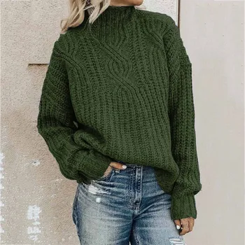 Susret Vama.na Womens Fashion Knitting Sweater Solid Color Long Sleeve Sweater Loose Turtleneck Knitting Sweater Haljina Za Djevojčice