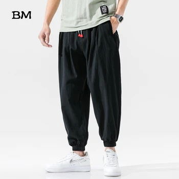 Ljetni tanke lanene sportske hlače ulica odjeća slobodan velike dimenzije svakodnevne hlače 5XL 2020 korejski stil sportske hlače moda trkača muškarci