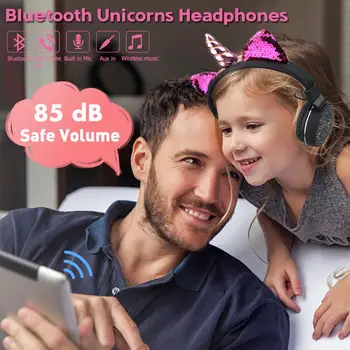 Dječji slušalice bežična tehnologija Bluetooth u jednoroge slušalice stereo glazba растягивающийся crtani mačka uho slušalica za djecu i odrasle pokloni