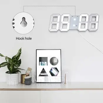 3D digitalni sat LED veliki zaslon temperatura elektronski sat Zidni kućni dekor stola Stolni satovi svjetlina se prilagođava