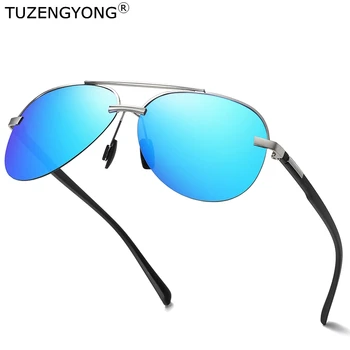 TUZENGYONG aluminij magnezij + TR90 gospodo polarizirane sunčane naočale marke dizajner polovica okvira za muškarce vožnje sunčane naočale UV400 Oculos