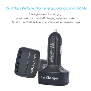 12V Dual USB Car Charger Adapter 3.1 A digitalni led indikator napona / struje auto auto plastičnih punjač za pametni telefon / tableta