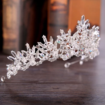 Moderan vjenčanje pribor Kruna barokne srebrna boja gorski kristal Kristal vjenčanje crown šlem vjenčanje pribor za kosu tijara