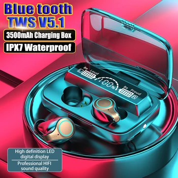 TWS Bluetooth 5.1 slušalice sportske vodootporne slušalice slušalice 3500mAh stalak za punjenje kutija bežične slušalice 9D stereo mikrofon