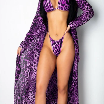 Žene леопардовый bikini kupaći kostim za kupanje s bikini prikriti kaftan sarong Bikini plaža za kupanje prikriti Кэндиган odijelo