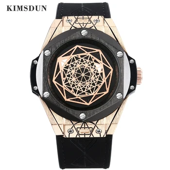 Sat gospodo jedinstveni stil geometrijske Matrice prirodna koža vodootporna crna sportski satovi muški luksuzni brand darove za muškarce reloj hombre