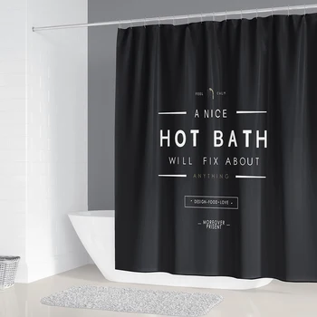 Topla kupka crni dizajn zavjese za tuširanje minimalistički dekor kupatilo set 4 kom wc poklopac mat poliester tkanina 71 