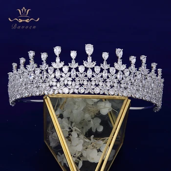 Zapanjujući Puni Cirkon Nevjesta Krune Tiaras Kape Prozirni Kristal Vjenčanje Trake Za Kosu Vjenčanje Pribor Za Kosu