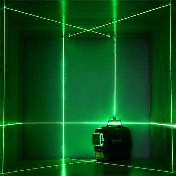 DEKO DC Serija 12 linija 3D laserski razinu самовыравнивающийся 360 stupnjeva horizontalno i vertikalno križ super snažan zeleni laserski snop