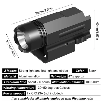 Taktički Pištolj Light Quick Detach Airsoft Pistol Handgun LED svjetiljka Mini Torch Light for 20mm Rail Pištolj Glock
